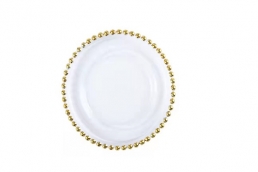 GCP-2 Glass Gold Beaded Pearl Charger